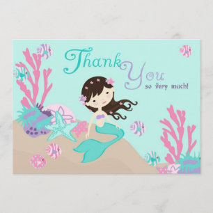 Brunette Mermaid Thank You Card