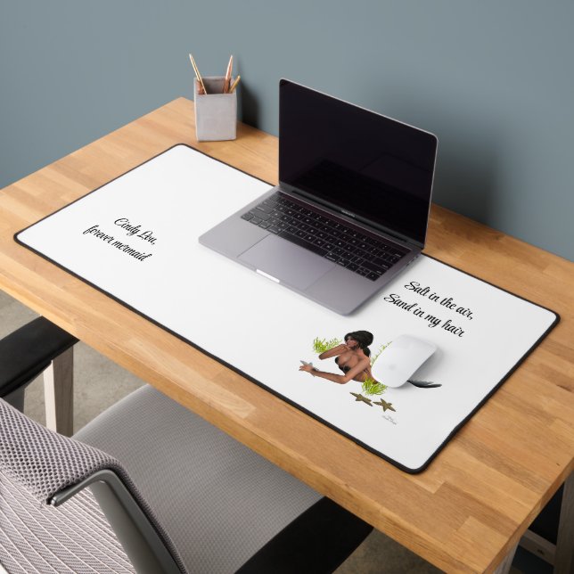 Brunette Mermaid With Starfish Desk Mat (Office 2)
