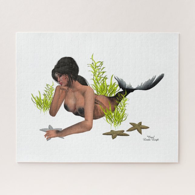 Brunette Mermaid With Starfish Jigsaw Puzzle (Horizontal)