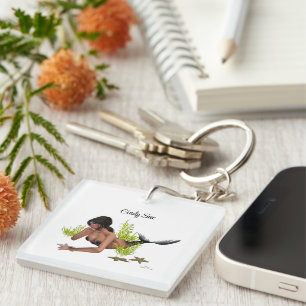 Brunette Mermaid With Starfish Keychain