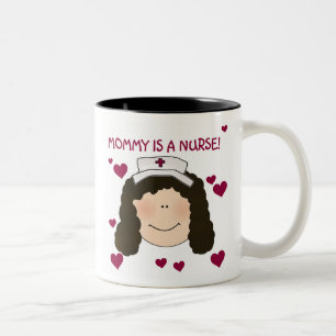 Brunette Mommy is a Nurse Two-Tone Coffee Mug