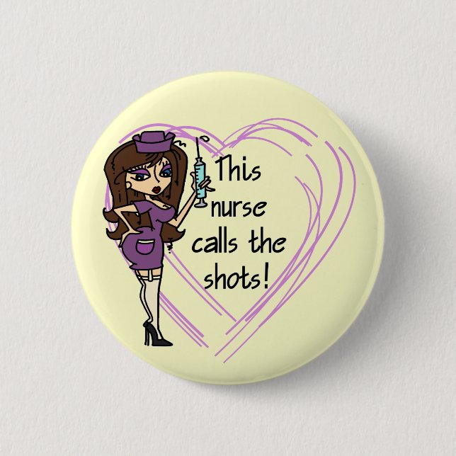 Brunette Nurse T-shirts and Gifts 2 Inch Round Button (Front)