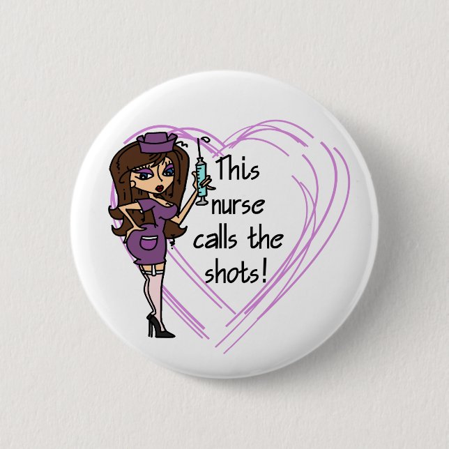 Brunette Nurse T-shirts and Gifts 2 Inch Round Button (Front)