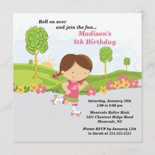 Brunette Patinage de filles Invitation à la fête d