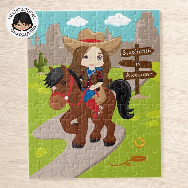 Brunette personnalisées Cowgirl Puzzle (Créateur téléchargé)