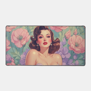 Brunette Pin-Up Fleurs Pastel