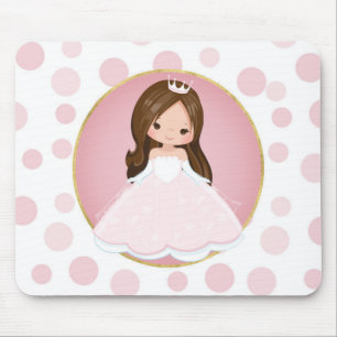 Brunette Pink Princess Mouse Pad