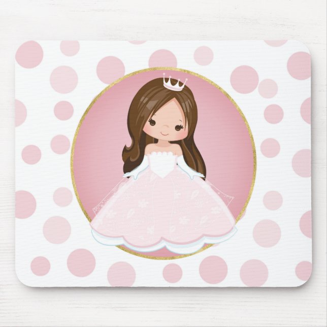 Brunette Pink Princess Mouse Pad (Front)