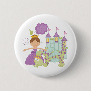 Brunette Princess 2 Inch Round Button