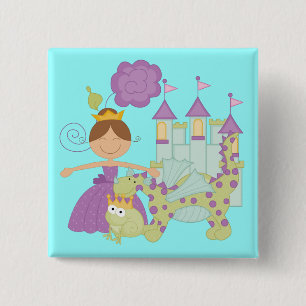 Brunette Princess 2 Inch Square Button