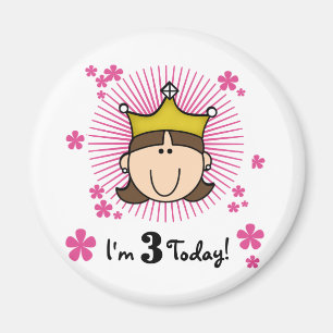 Brunette Princess 3rd Birthday Tshirts and Gifts Magnet