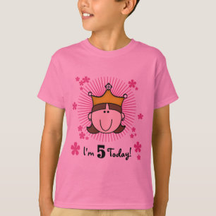 Brunette Princess 5th Birthday Tshirts and Gifts