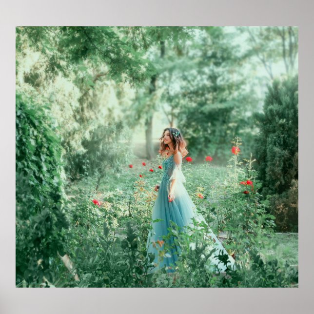 Brunette Princess: Fairy Forest Watercolor Poster (Front)