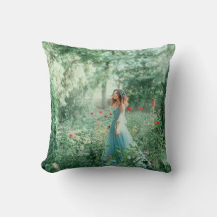 Brunette Princess: Fairy Forest Watercolor Throw Pillow