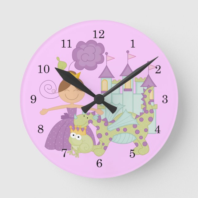 Brunette Princess Round Clock (Front)
