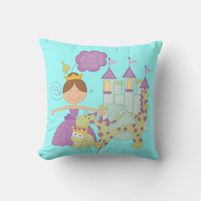 Brunette Princess Throw Pillow (Front)