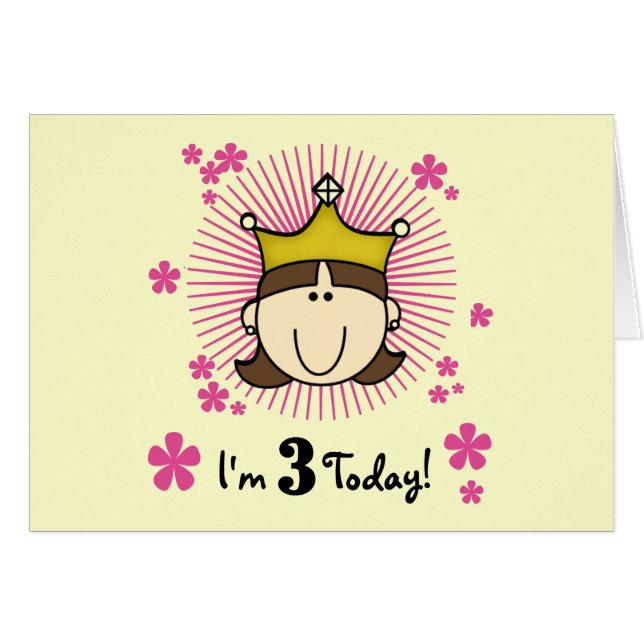 Brunette Princesse 3e Anniversaire Tshirts et cade (Devant horizontal)