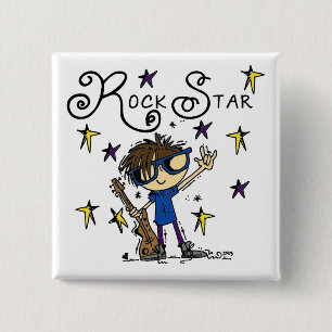 Brunette Rock Star 2 Inch Square Button