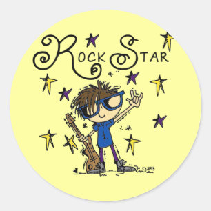 Brunette Rock Star Classic Round Sticker