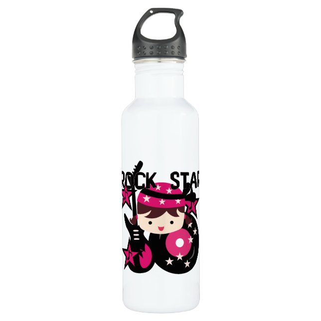 Brunette Rock Star Girl 710 Ml Water Bottle (Front)