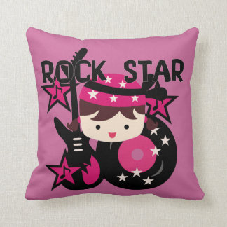 Brunette Rock Star Girl Throw Pillow