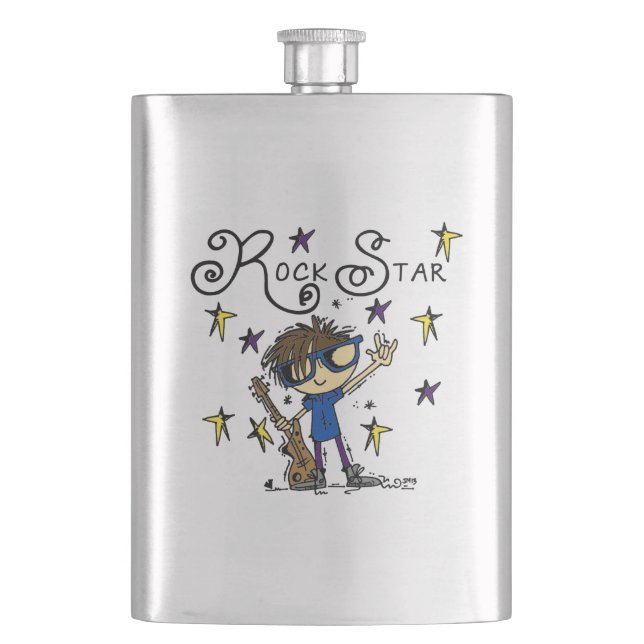 Brunette Rock Star Hip Flask (Front)