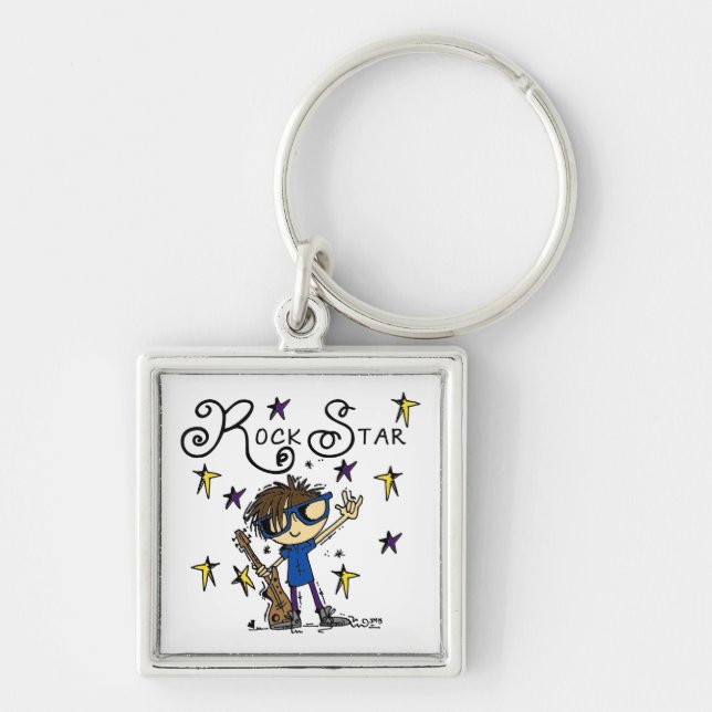 Brunette Rock Star Keychain (Front)