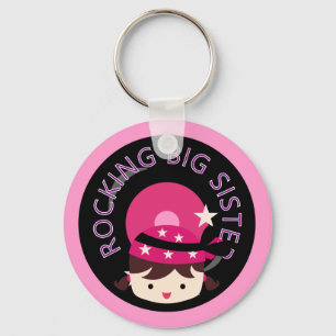 Brunette Rocking Big Sister Keychain