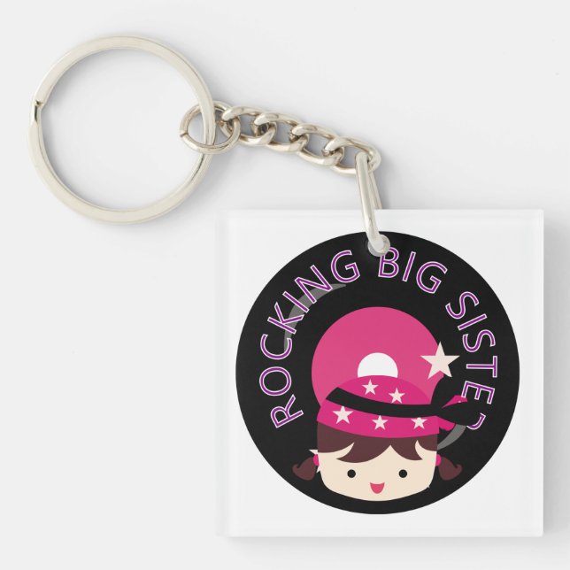 Brunette Rocking Big Sister Keychain (Front)