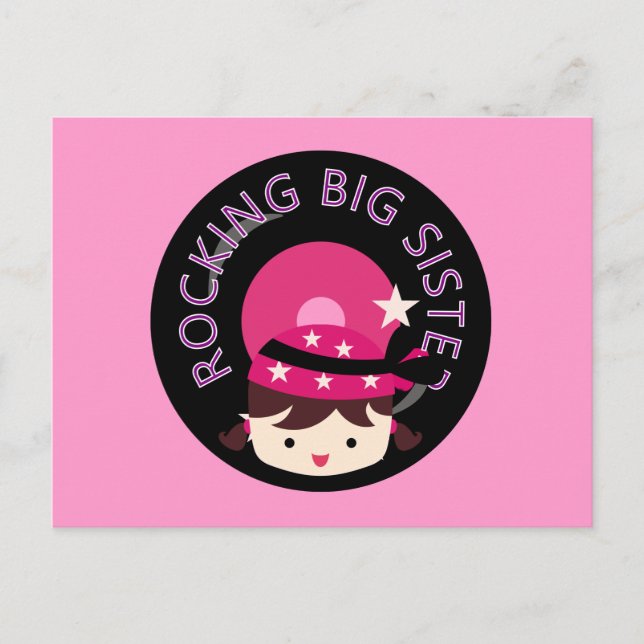 Brunette Rocking Big Sister Postcard (Front)