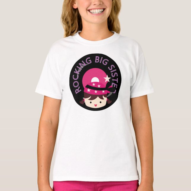 Brunette Rocking Big Sister T-Shirt (Front)