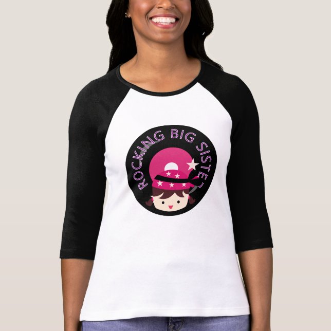 Brunette Rocking Big Sister T-Shirt (Front)