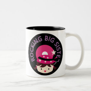 Brunette Rocking Big Sister Two-Tone Coffee Mug