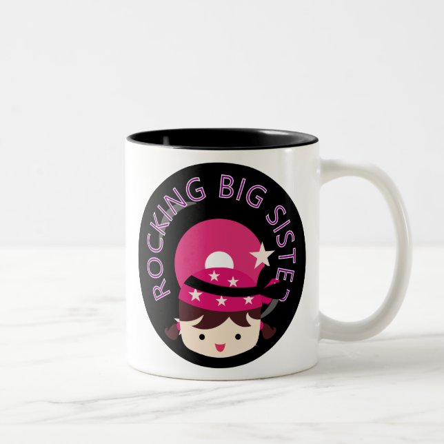 Brunette Rocking Big Sister Two-Tone Coffee Mug (Right)
