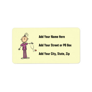 Brunette Stick Figure Nurse Label