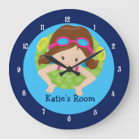 Brunette Swim Team Girls Bedroom Custom Blue