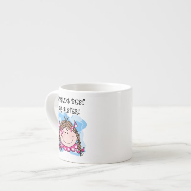 Brunette World's Best Big Sister Gifts Espresso Cup (Front Left)