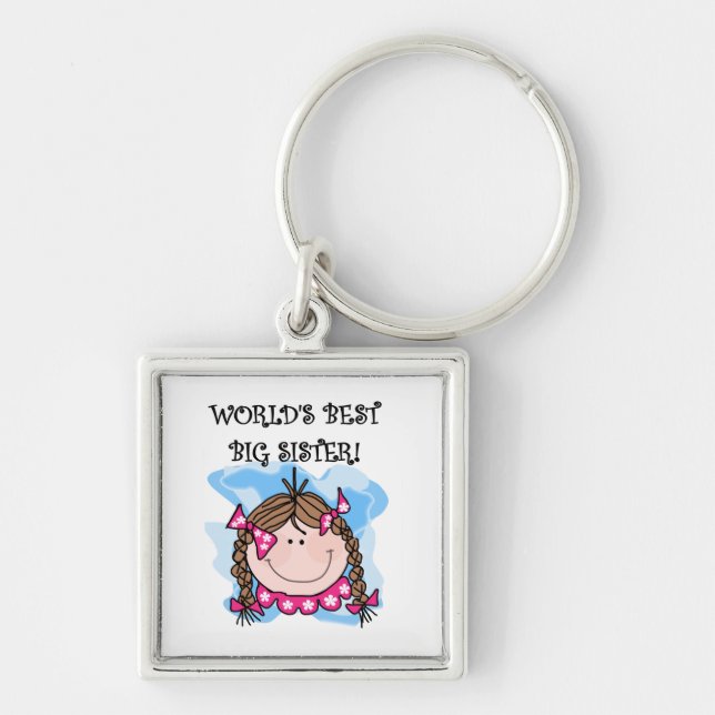 Brunette World's Best Big Sister Gifts Keychain (Front)