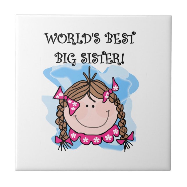 Brunette World's Best Big Sister Gifts Tile (Front)