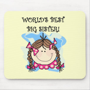 Brunette World's Best Big Sister Tshirts and Gifts Mouse Pad