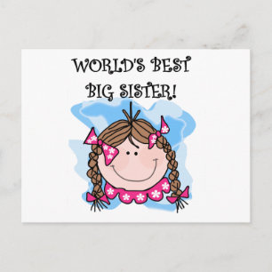 Brunette World's Best Big Sister Tshirts and Gifts Postcard