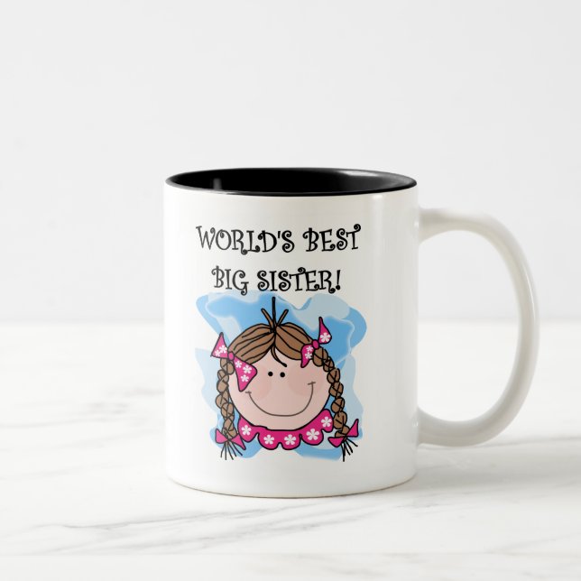 Brunette World's Best Big Sister Two-Tone Coffee Mug (Right)