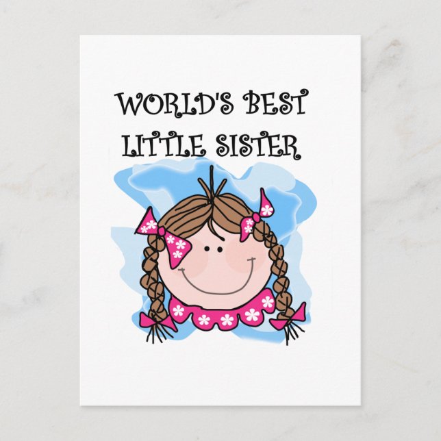 Brunette World's Best Little Sister Tshirts Postcard (Front)