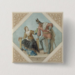 Brunhilde and Hagen, illustration for 'The Niebelu 2 Inch Square Button