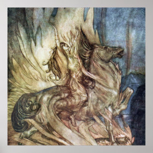 “Brunhilde on the Funeral Pyre” by Arthur Rackham Poster