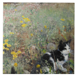 Bruno Liljefors - Cat on Flowerbed Tile