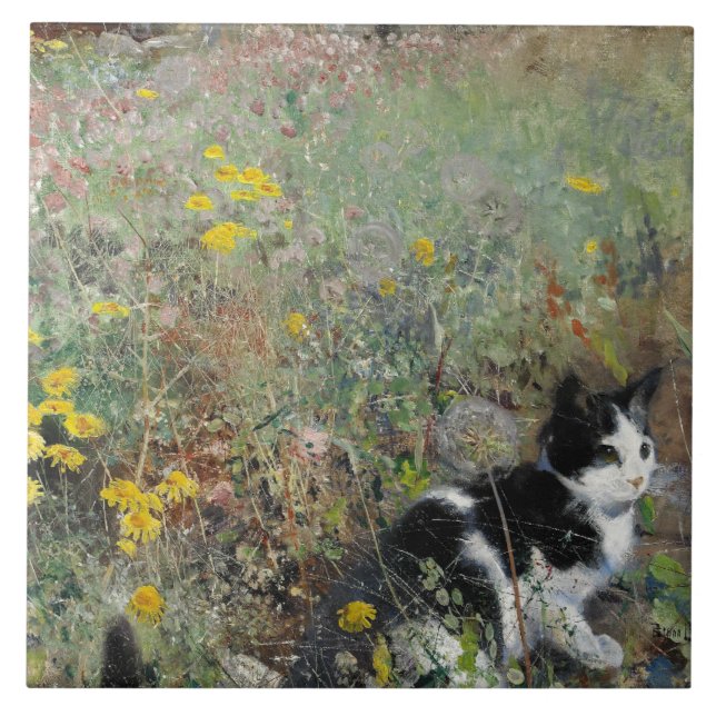 Bruno Liljefors - Cat on Flowerbed Tile (Front)