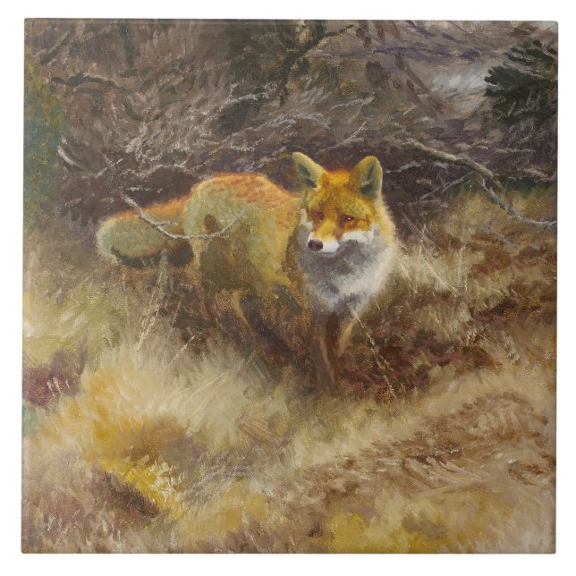 Bruno Liljefors - Fox and Landscape Tile (Front)