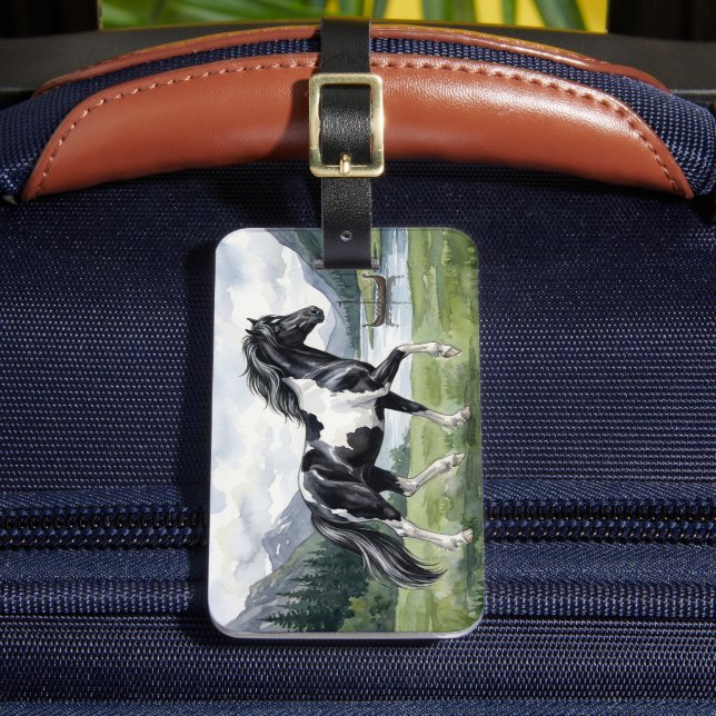 Brunskjottur Black pinto Icelandic Luggage Tag (Front Insitu 2)