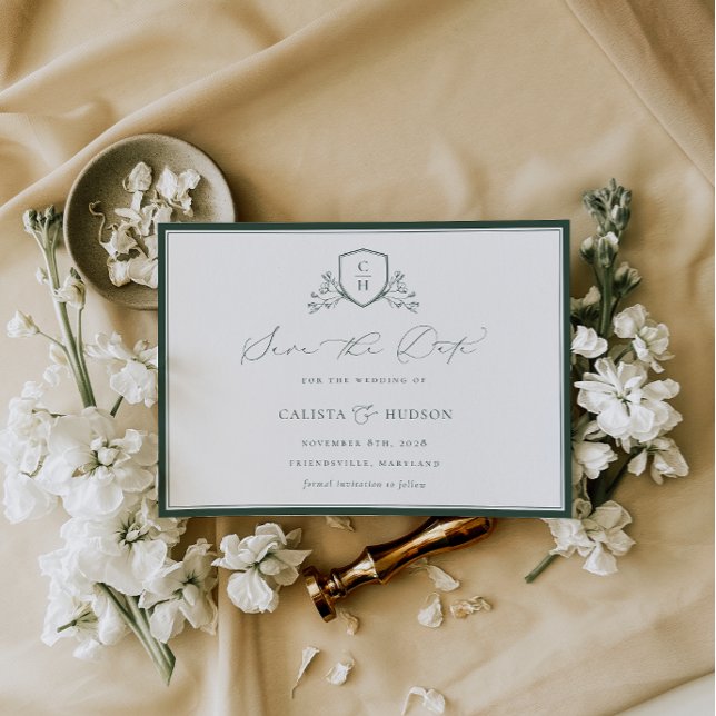 BRUNSWICK CREST Monogram Wedding Save The Date (Creator Uploaded)